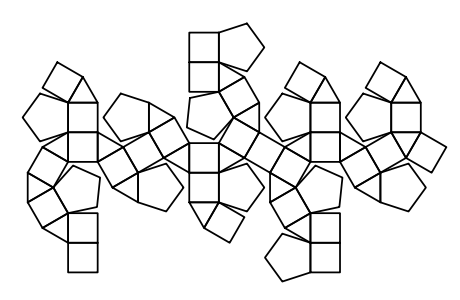 Le patron du trigyro-rhombicosidodécaèdre (J75), un des 92 sol solides de Johnson.